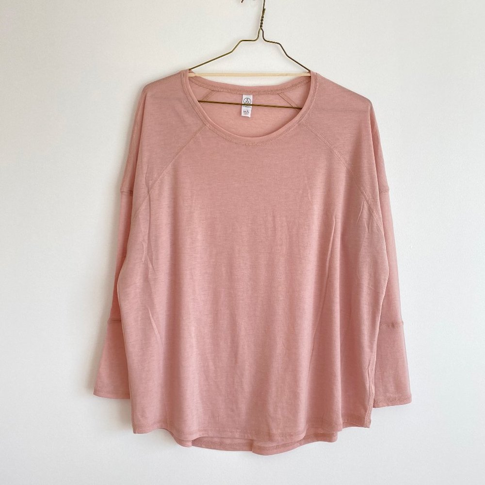 Alternative, NWOT, Eco Gauze Ramble Long Sleeve Raglan Tunic Shirt, Rose